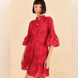 Farm Rio Red Palm Tree Mini Dress